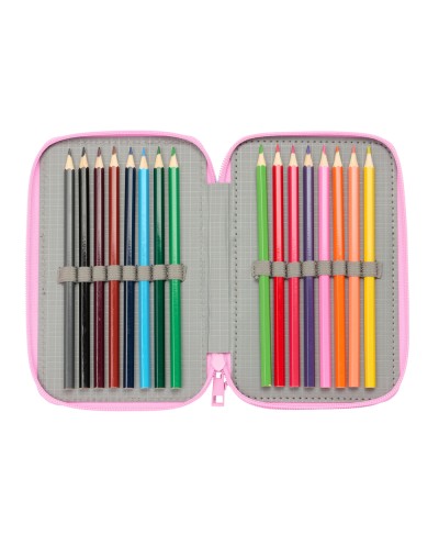 Plumier escolar safta triple 37 piezas gabby s dollhouse 195x125x55 mm