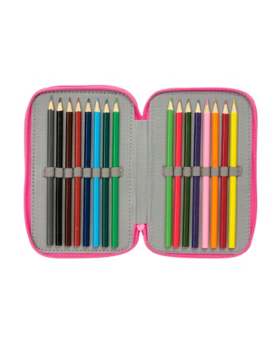 Plumier escolar safta triple 37 piezas barbie 195x125x55 mm