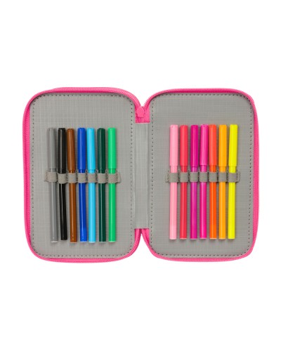 Plumier escolar safta triple 37 piezas barbie 195x125x55 mm