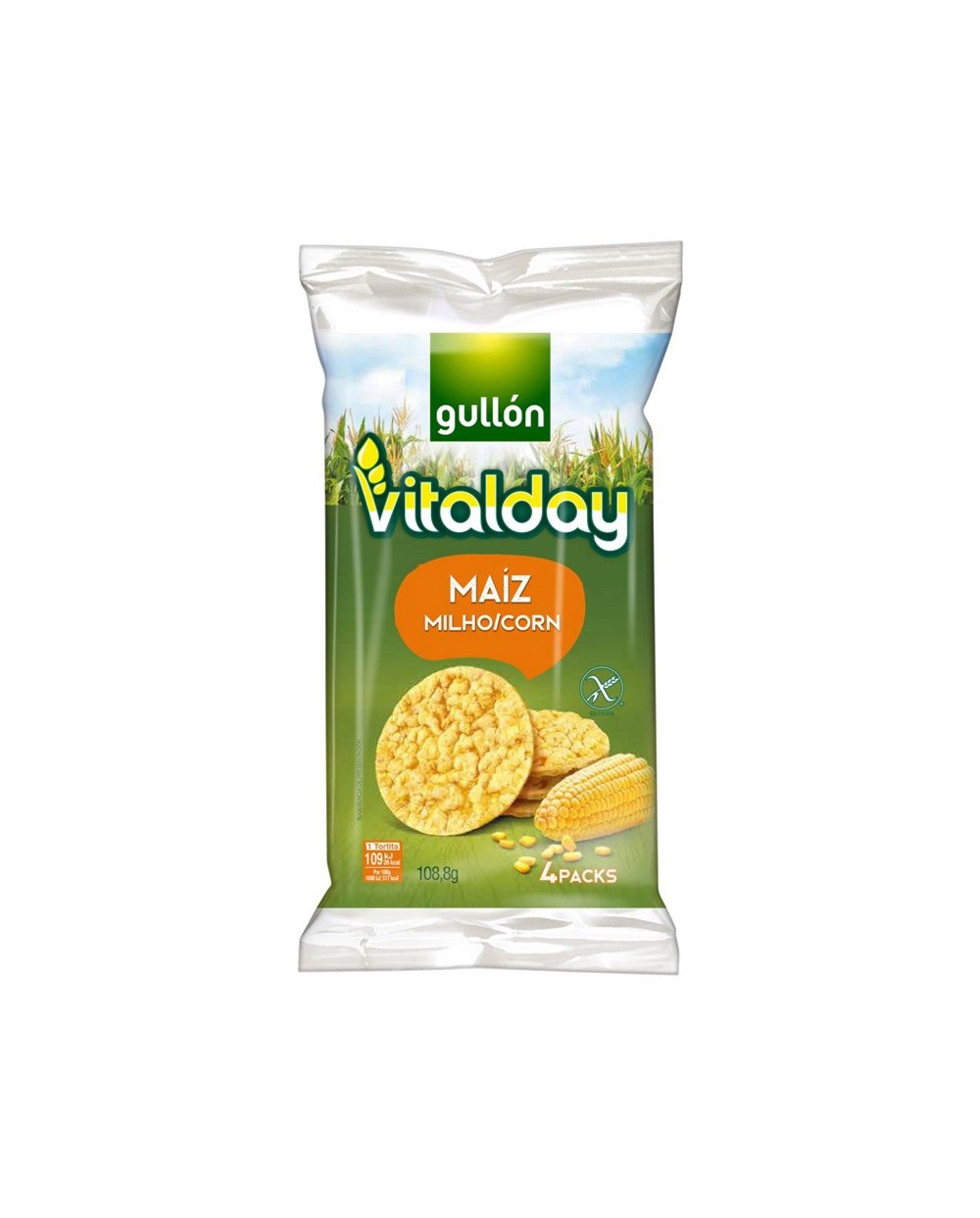 Tortitas de maiz gullon vitalday 108 gr paquete de 4 unidades de 275 gr