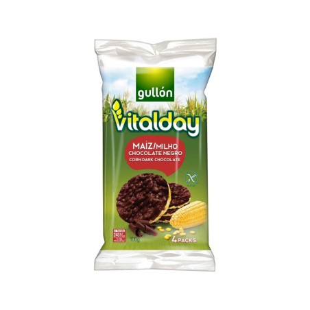 Tortitas de maiz gullon vitalday chocolate negro paquete de 4 unidades 25 gr