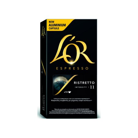 Cafe l or espresso ristretto intensidad 11 caja de 10 capsulas compatible nespresso