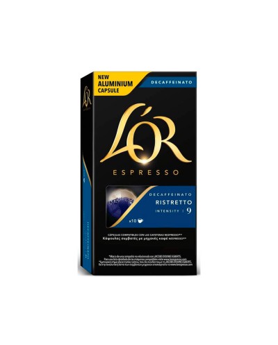 Cafe l or espresso descafeinado ristretto intensidad 9 caja de 10 capsulas compatible nespresso