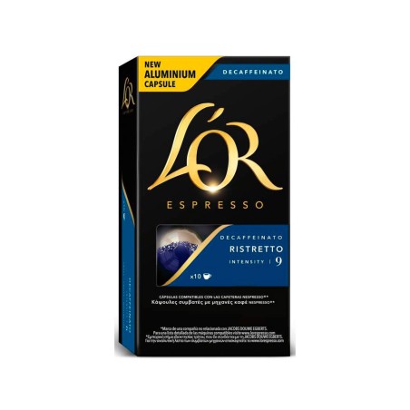 Cafe l or espresso descafeinado ristretto intensidad 9 caja de 10 capsulas compatible nespresso