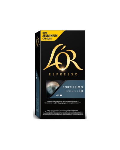 Cafe l or espresso fortissimo intensidad 10 caja de 10 capsulas compatible nespresso
