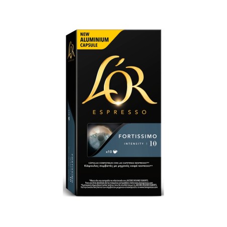 Cafe l or espresso fortissimo intensidad 10 caja de 10 capsulas compatible nespresso