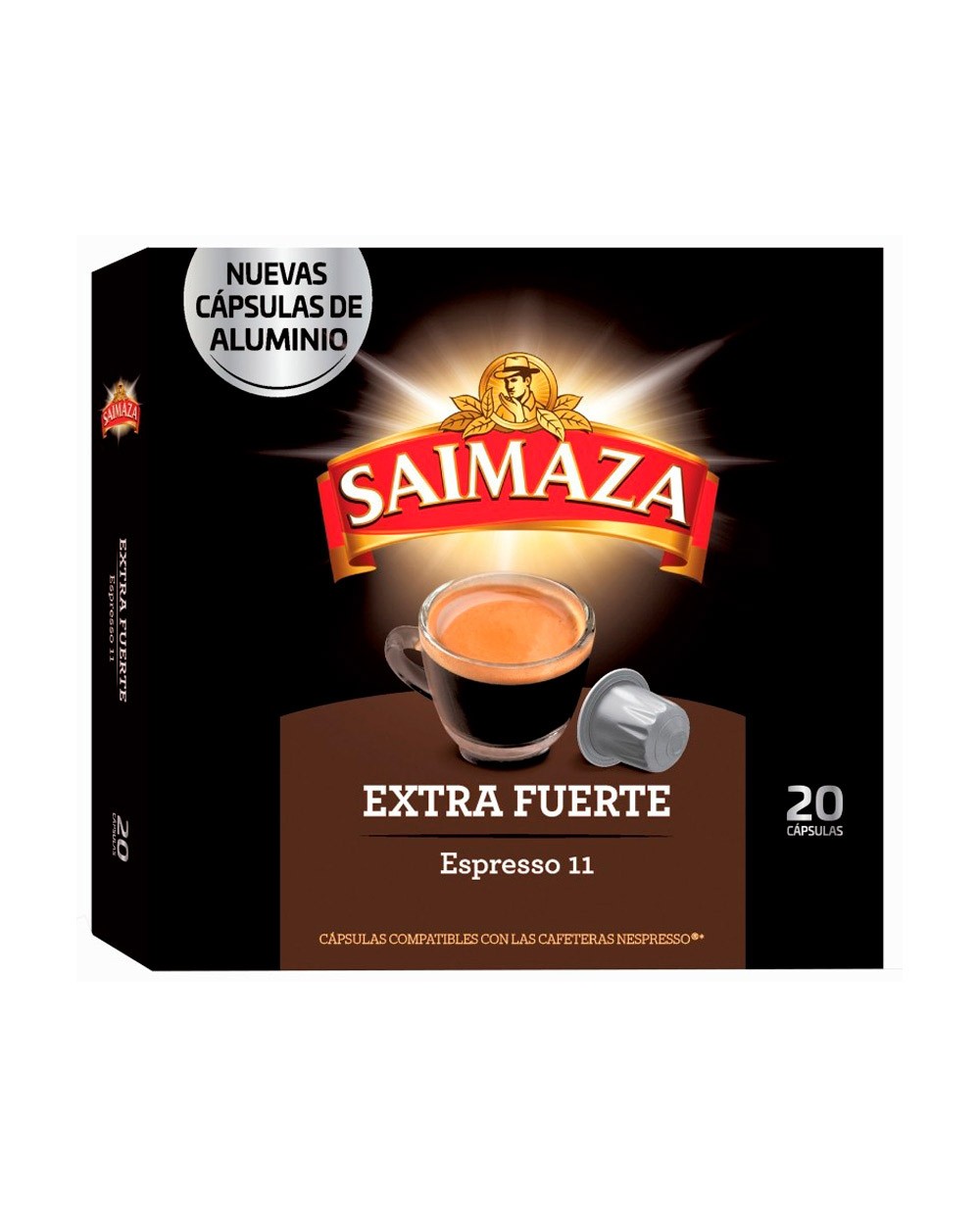Cafe saimaza extra fuerte espresso intensidad 11 caja de 20 capsulas compatible nespresso