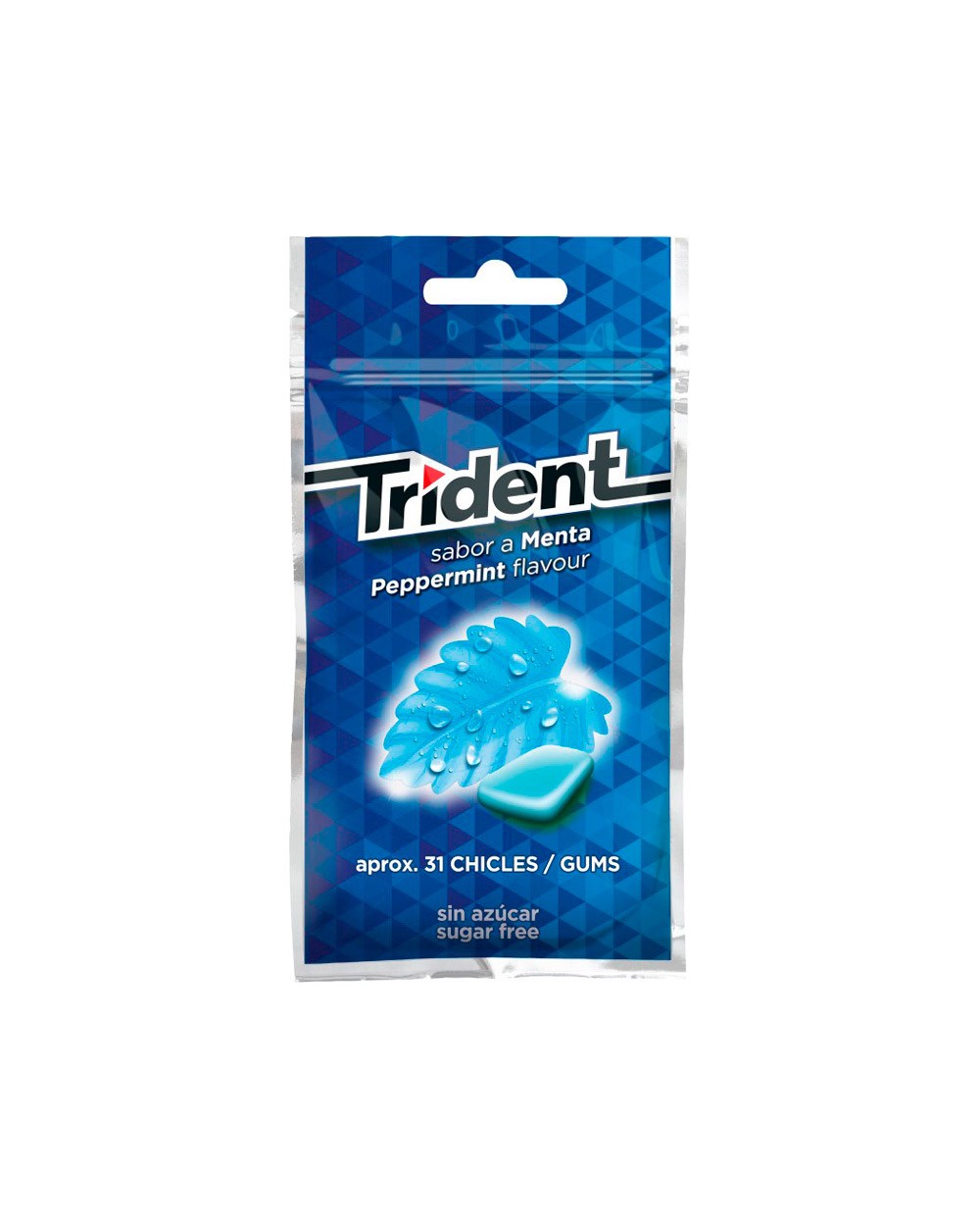 Chicle trident grageas sabor menta sin azucar bolsa de 435 gr