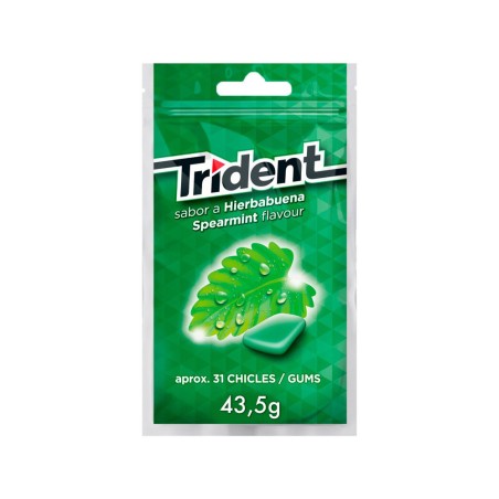 Chicle trident grageas sabor hierbabuena sin azucar bolsa de 435 gr