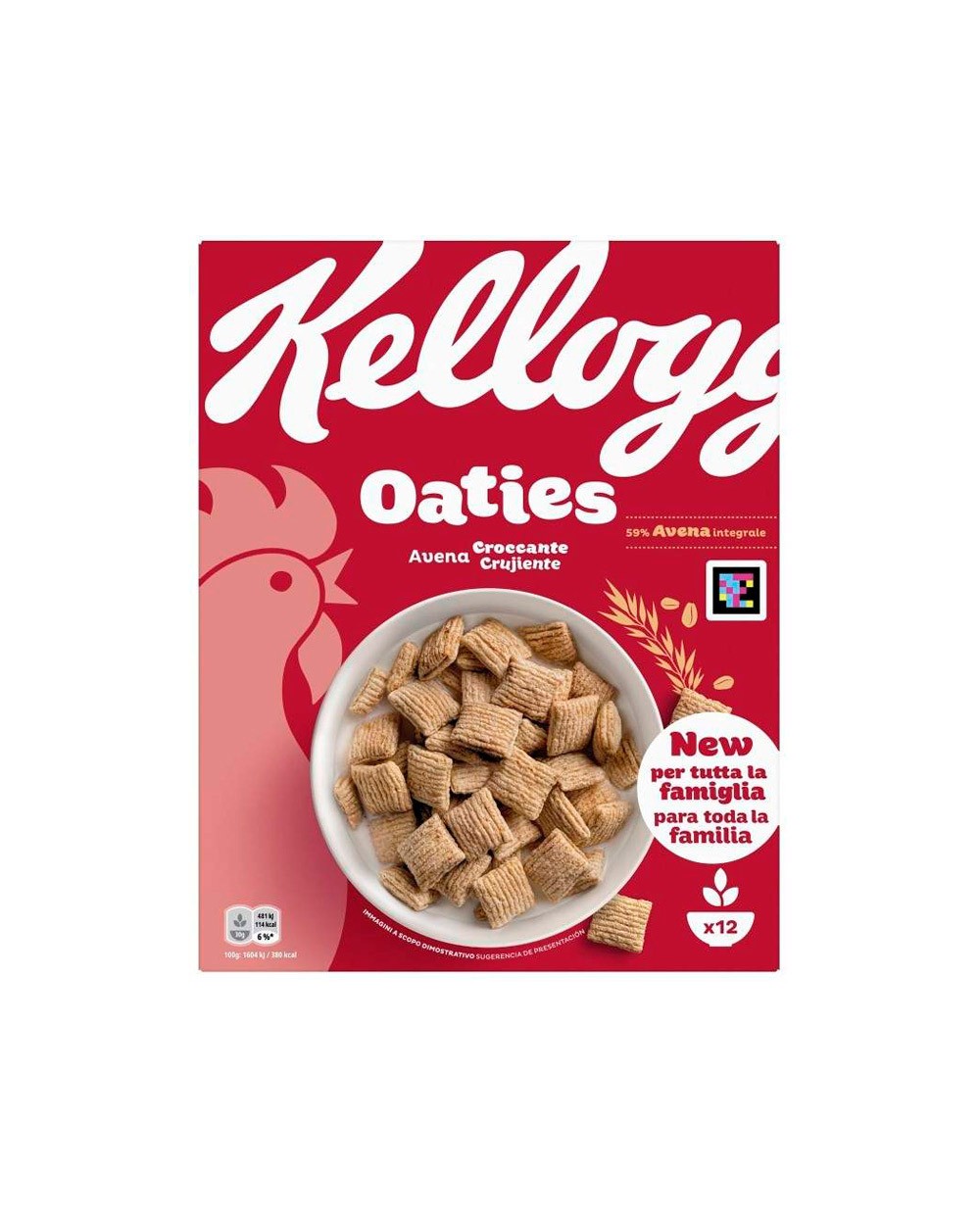 Cereales de desayuno kellogg oaties avena crujiente caja de 360 gr