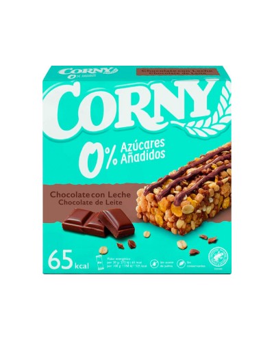 Barrita de cereales corny 0 azucares chocolate con leche caja de 6 unidades 20 gr