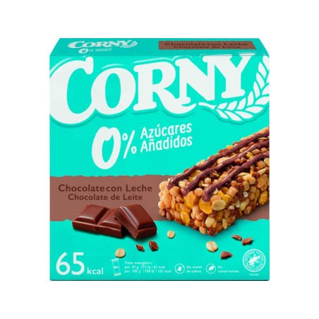 Barrita de cereales corny 0 azucares chocolate con leche caja de 6 unidades 20 gr