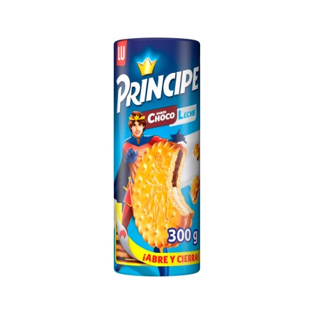 Galletas principe rellena chocolate y leche paquete de 300 gr