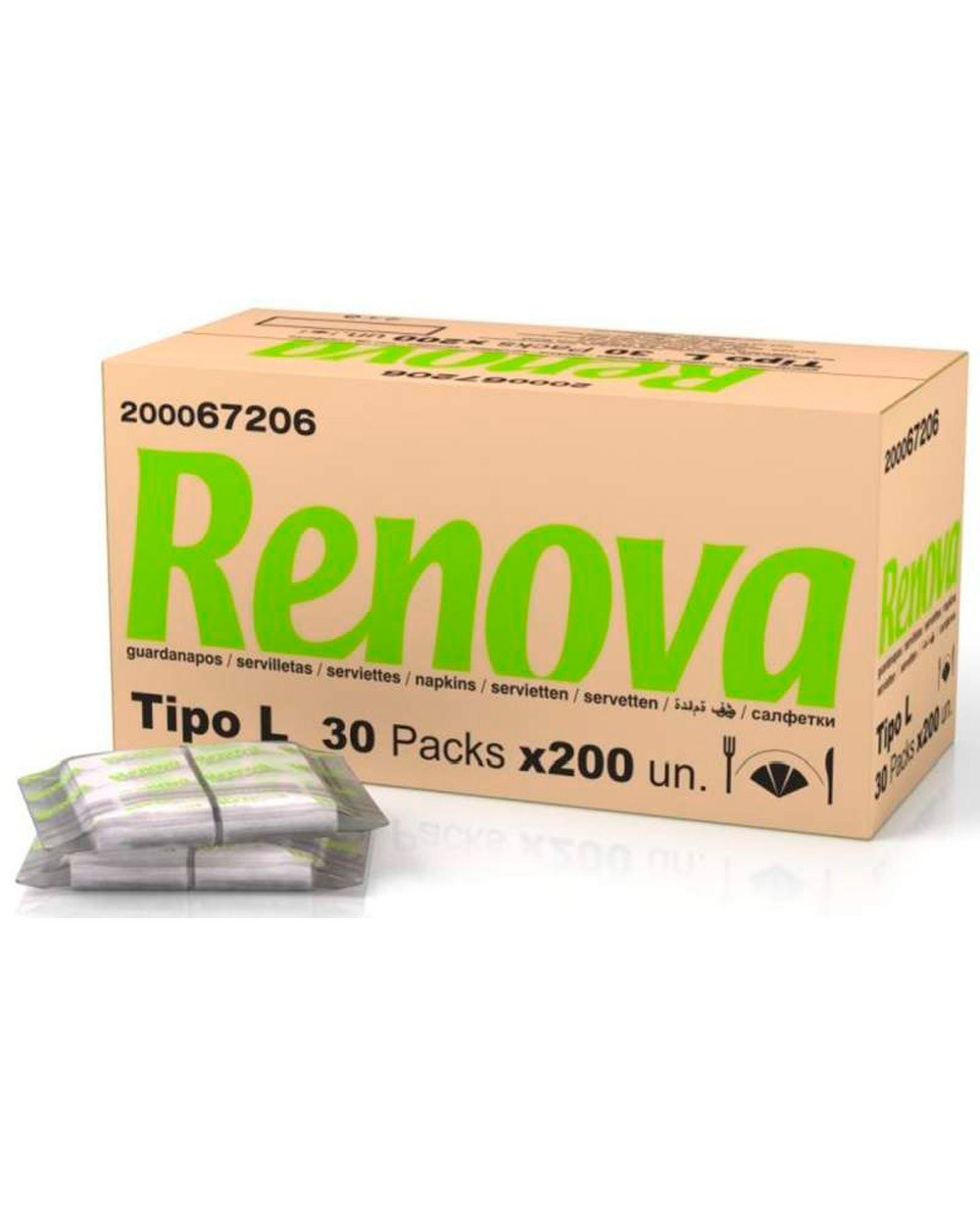 Servilleta renova 1 capa color blanco mini 17x17 cm plegado l paquete de 200 unidades