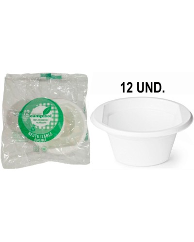 Cuenco de plastico reutilizable campisol 250 ml paquete de 12 unidades