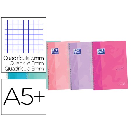 Cuaderno espiral oxford touch pastel europeanbook 5 tapa extradura din a4 120 hojas cuadro 5 mm colores surtidos