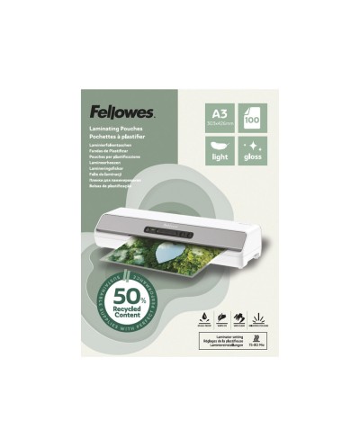Bolsa de plastificar fellowes recicladas brillo din a3 80 mc pack de 100 unidades