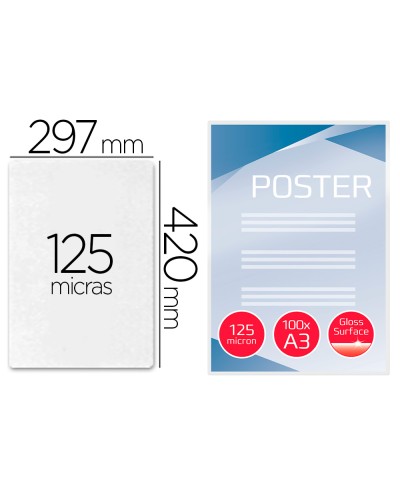 Bolsa de plastificar gbc din a3 2x125 micras caja de 100 unidades