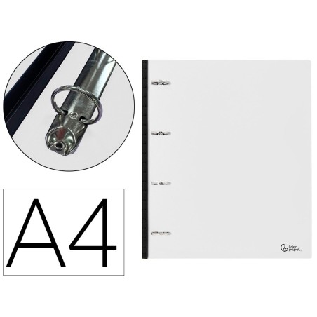 Carpeta liderpapel 4 anillas redondas 25 mm polipropileno din a4 ultra compacta con lomo extensible 4 cm translucida