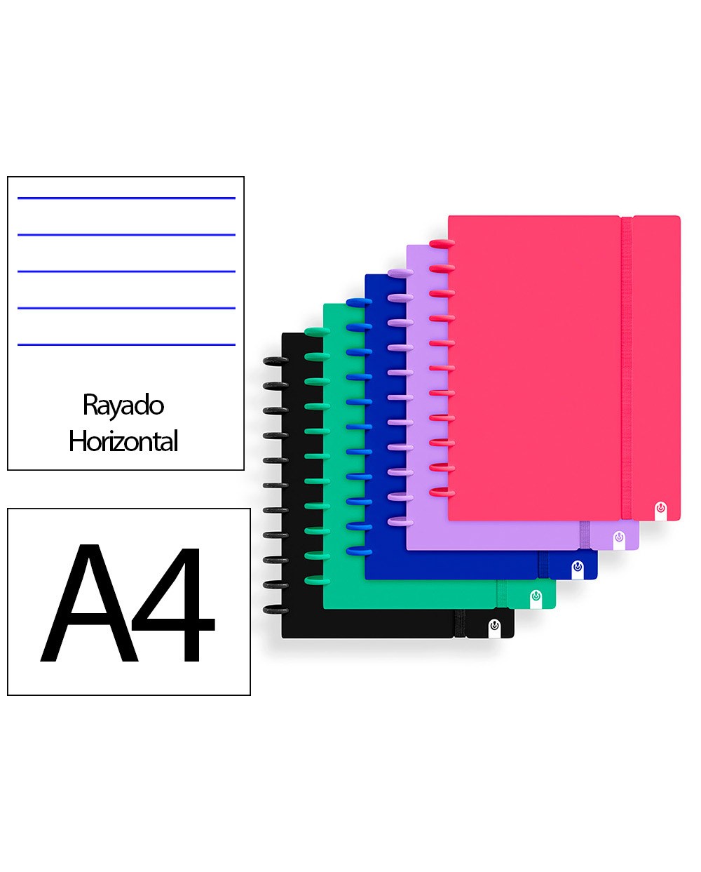 Cuaderno ingeniox foam a4 80h rayado horizontal colores intense surtidos
