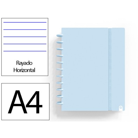 Cuaderno ingeniox foam a4 80h rayado horizontal azul pastel