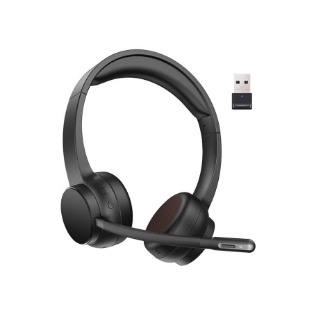 Auricular q connect inalambrico diadema con microfono flexible y boton de bluetooth usb color negro