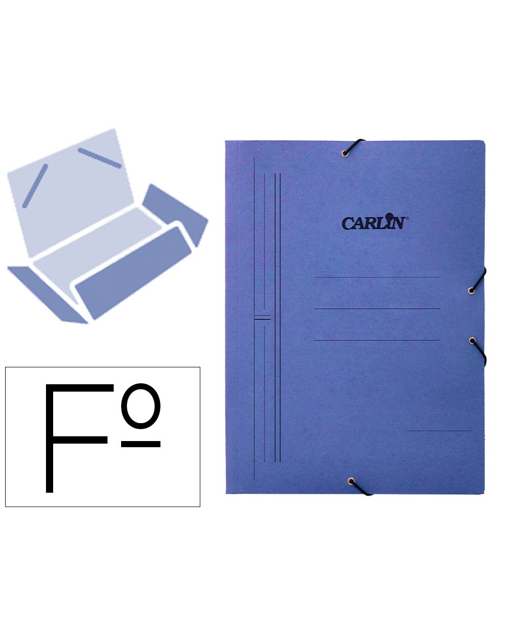 Carpeta carlin gomas tres solapas carton pintado folio color azul