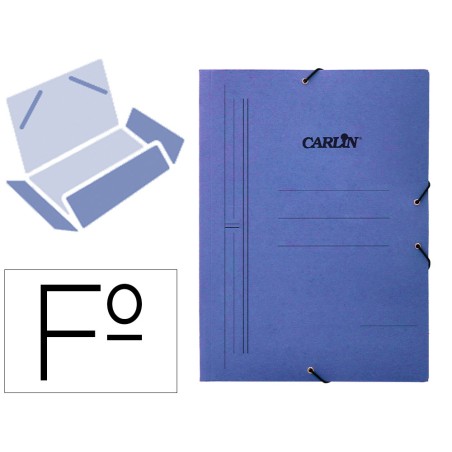 Carpeta carlin gomas tres solapas carton pintado folio color azul