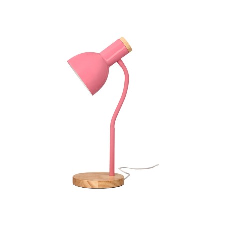 Lampara de escritorio q connect orion metalica con detalles de madera brazo flexible color rosa