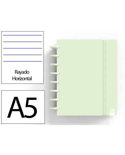 Cuaderno ingeniox foam a5 80h rayado horizontal verde pastel