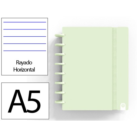 Cuaderno ingeniox foam a5 80h rayado horizontal verde pastel