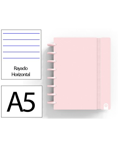 Cuaderno ingeniox foam a5 80h rayado horizontal rosa pastel