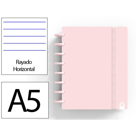 Cuaderno ingeniox foam a5 80h rayado horizontal rosa pastel