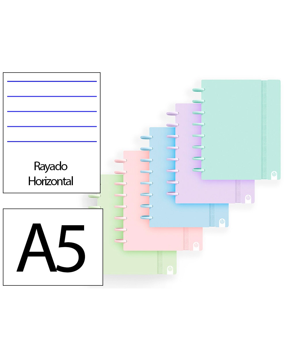 Cuaderno ingeniox foam a5 80h rayado horizontal colores pastel surtidos