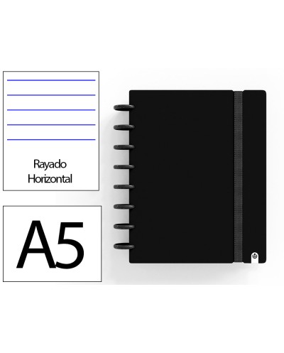 Cuaderno ingeniox foam a5 80h rayado horizontal negro