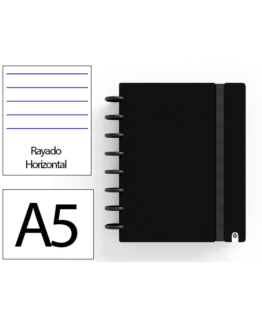 Cuaderno ingeniox foam a5 80h rayado horizontal negro