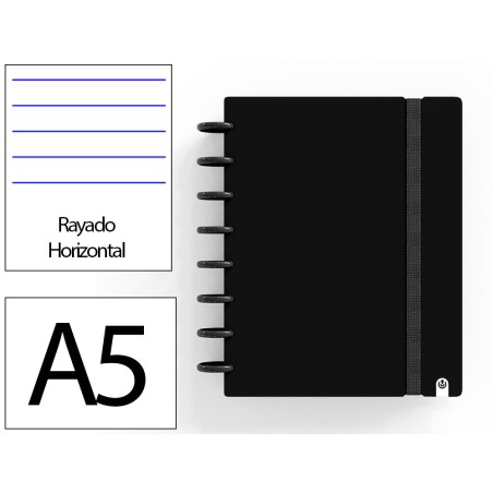 Cuaderno ingeniox foam a5 80h rayado horizontal negro
