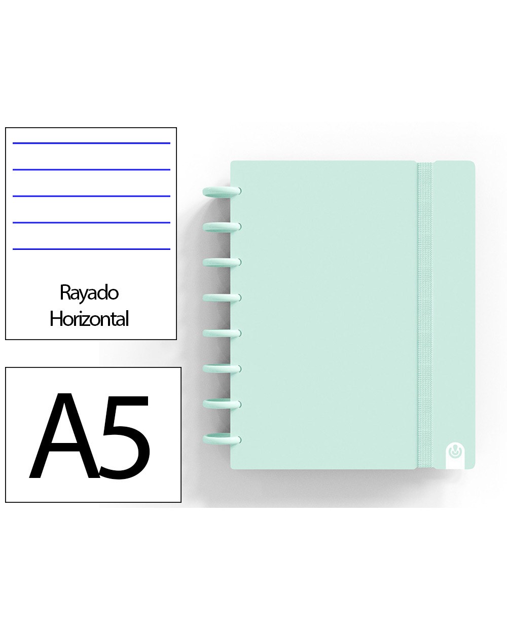Cuaderno ingeniox foam a5 80h rayado horizontal menta pastel