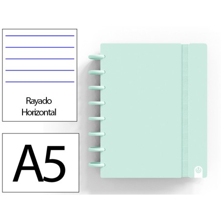 Cuaderno ingeniox foam a5 80h rayado horizontal menta pastel