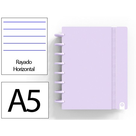 Cuaderno ingeniox foam a5 80h rayado horizontal malva pastel