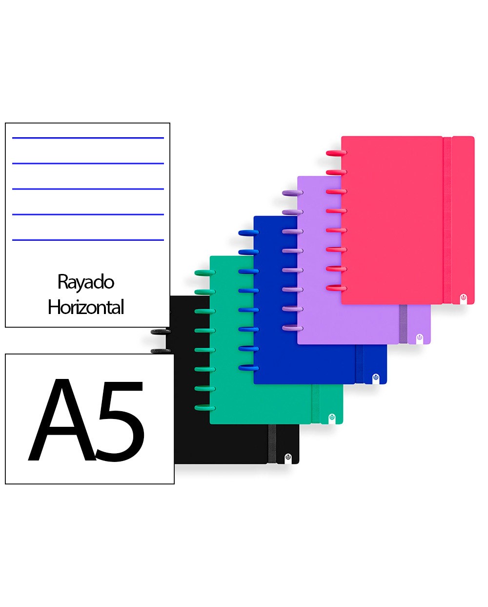 Cuaderno ingeniox foam a5 80h rayado horizontal colores intense surtidos