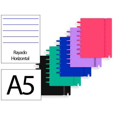 Cuaderno ingeniox foam a5 80h rayado horizontal colores intense surtidos