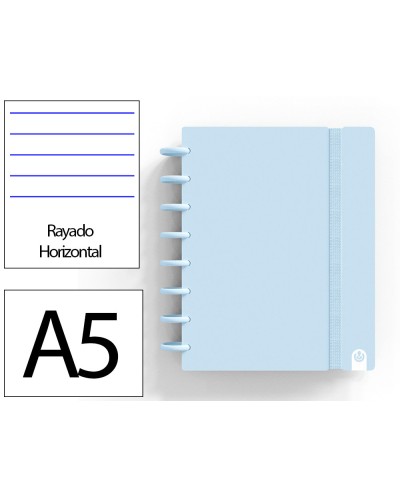 Cuaderno ingeniox foam a5 80h rayado horizontal azul pastel