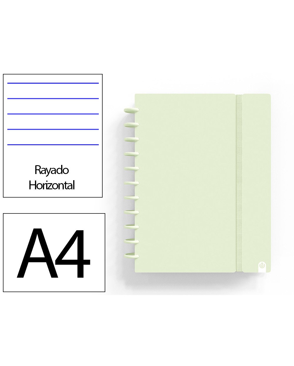 Cuaderno ingeniox foam a4 80h rayado horizontal verde pastel