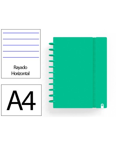 Cuaderno ingeniox foam a4 80h rayado horizontal verde