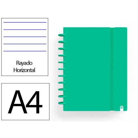 Cuaderno ingeniox foam a4 80h rayado horizontal verde