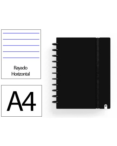 Cuaderno ingeniox foam a4 80h rayado horizontal negro
