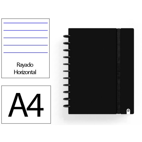 Cuaderno ingeniox foam a4 80h rayado horizontal negro