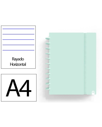 Cuaderno ingeniox foam a4 80h rayado horizontal menta pastel