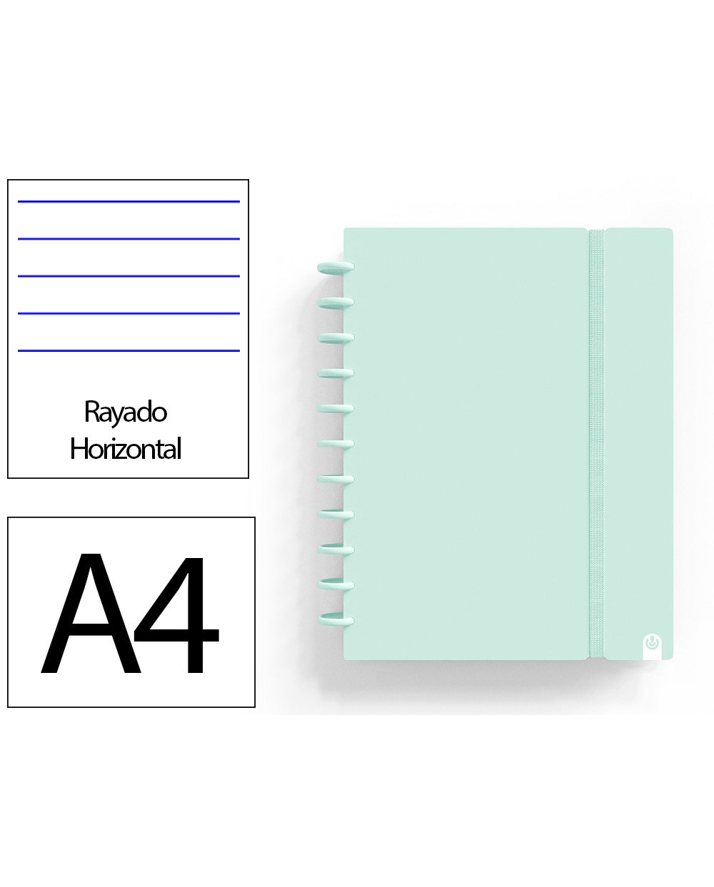 Cuaderno ingeniox foam a4 80h rayado horizontal menta pastel